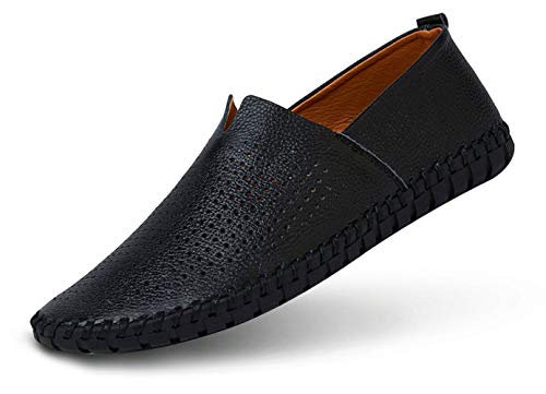 Herren-Schlupfschuhe, echtes Leder, weich, Schwarz (Schwarz 1), 43 EU von mitvr