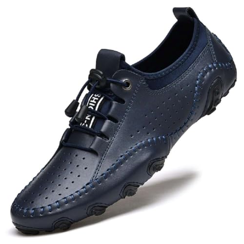 mitvr Herren Casual Leder Loafers Schuhe Penny Loafers Mokassin Flats Bootsschuhe, Dunkelblau, 42 EU von mitvr