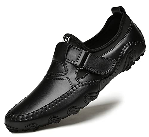 mitvr Herren Casual Leder Loafers Schuhe Penny Loafers Mokassin Flats Bootsschuhe, Schwarz, 44.5 EU von mitvr