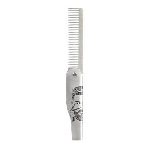 mivceklw Beard Comb, Beard Brush and Comb Set, Tragbares Edelstahl-Tool, faltbares Styling Groomer, kompaktes Reisezubehör für Husband, Dad, oder Erwachsene Männer Grooming Home Use 6,5 x 0,87 x 0,24 von mivceklw