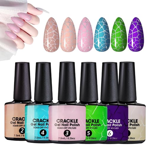 mivceklw Crackle Gel Nail Polish, Uv Led Lamp, Smooth Texture, Fast Drying Durabled Adhesion 10ml Bottle Portable for Traveling Business Home School Use, 7.5mlx6 Pieces mivceklw Crackle Gel Nail Polish, Uv Led Lamp, Smooth Texture, Fast Drying Durabled Adhesion 10ml Bottle Portable for Traveling Business Home School Use, 7.5mlx6 Pieces von mivceklw