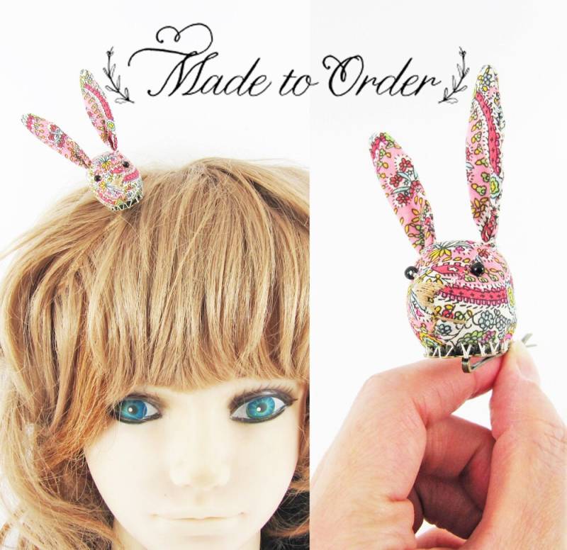 Made-To-Order | 1 - 2 Wochen- Bunny Haar Clip-Liberty Tiny Floral Pink Made-To-Order | 1 - 2 Wochen- Bunny Haar Clip-Liberty Tiny Floral Pink von miwary