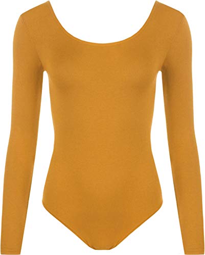 mix_lot Damen Sommer Langarm Stretch Body Damen Trikot Körper Top Stretch Tshirt (Senf, S/M 36-38) von mix_lot