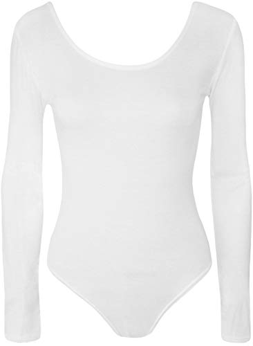 mix_lot Damen Sommer Langarm Stretch Body Damen Trikot Körper Top Stretch Tshirt (Weiß, S/M 36-38) von mix_lot