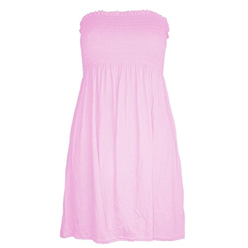 mix_lot Neue Frauen-Scher Boobtube Bandeau-trägerlose/ärmelloses Top Klar Damen sexy Sommer-Strand-Kleid Oben klein mittel Plus Size Freizeitkleidung Größe 36-50 (L/XL 44-46, Baby PINK) von mix_lot