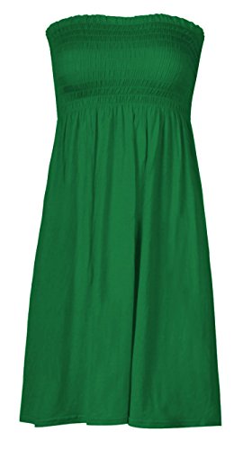 mix_lot Neue Frauen-Scher Boobtube Bandeau-trägerlose/ärmelloses Top Klar Damen sexy Sommer-Strand-Kleid Oben klein mittel Plus Size Freizeitkleidung Größe 36-50 (L/XL 44-46, Green) von mix_lot