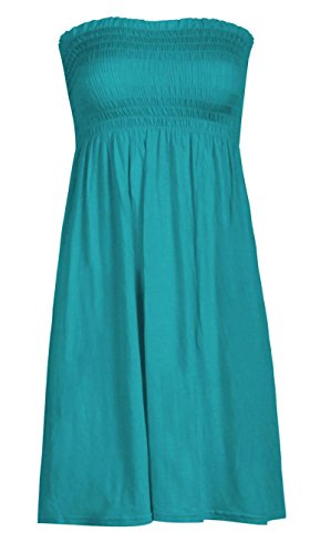 mix_lot Neue Frauen-Scher Boobtube Bandeau-trägerlose/ärmelloses Top Klar Damen sexy Sommer-Strand-Kleid Oben klein mittel Plus Size Freizeitkleidung Größe 36-50 (L/XL 44-46, Teal) von mix_lot