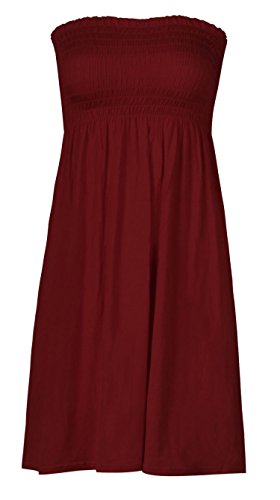 mix_lot Neue Frauen-Scher Boobtube Bandeau-trägerlose/ärmelloses Top Klar Damen sexy Sommer-Strand-Kleid Oben klein mittel Plus Size Freizeitkleidung Größe 36-50 (L/XL 44-46, Wine) von mix_lot