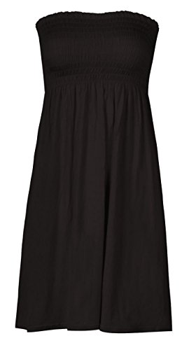 mix_lot Neue Frauen-Scher Boobtube Bandeau-trägerlose/ärmelloses Top Klar Damen sexy Sommer-Strand-Kleid Oben klein mittel Plus Size Freizeitkleidung Größe 36-50 (M/L 40-42, Black) von mix_lot