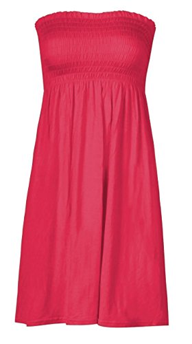 mix_lot Neue Frauen-Scher Boobtube Bandeau-trägerlose/ärmelloses Top Klar Damen sexy Sommer-Strand-Kleid Oben klein mittel Plus Size Freizeitkleidung Größe 36-50 (S/M 36-38, HOTPINK) von mix_lot