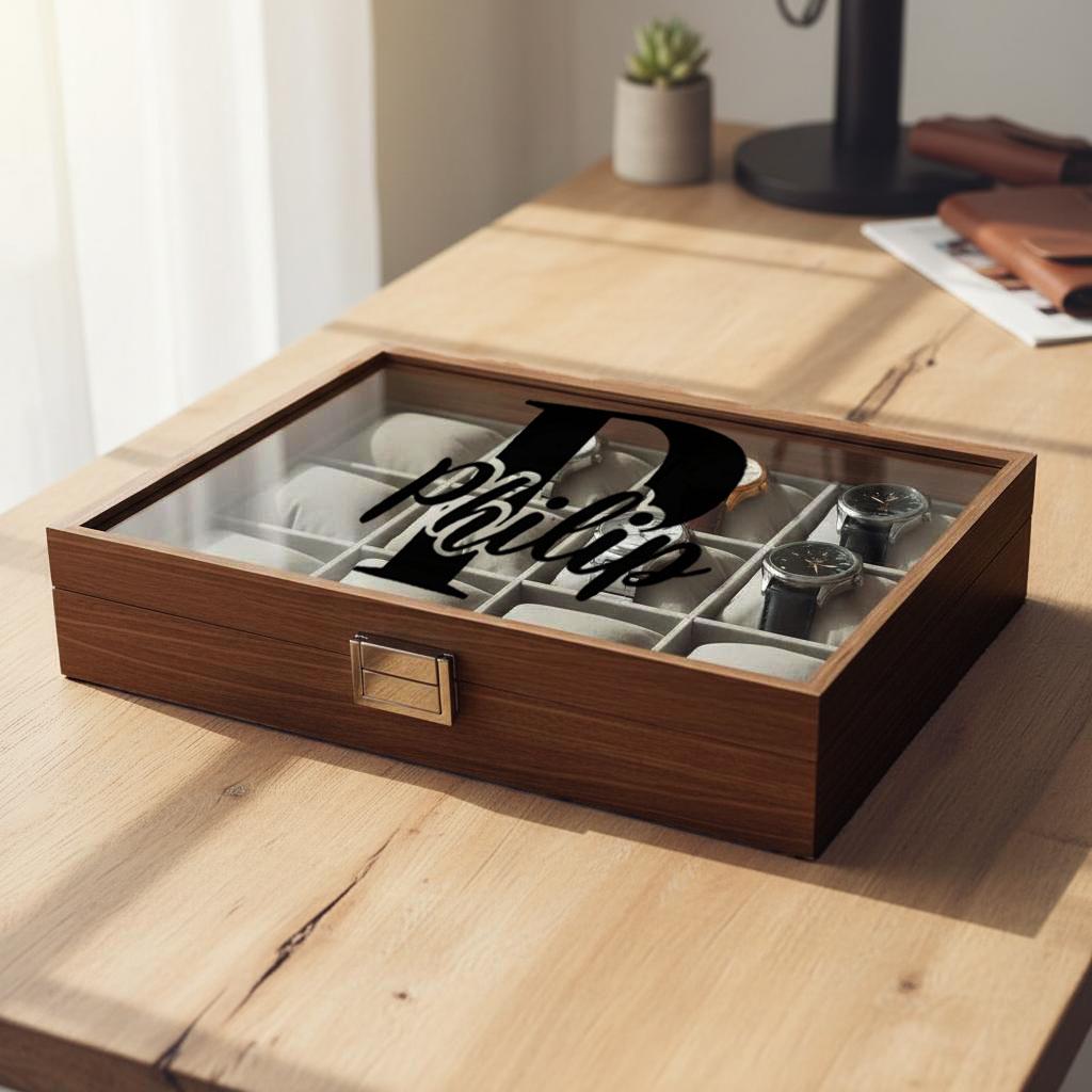 Personalisierter Uhrenkoffer Für 12 Uhren 5 Designs Herren Geschenk Vatertag Weihnachten Uhrenbox Aufbewahrung Armbanduhren von mixed24