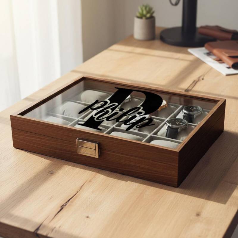 Personalisierter Uhrenkoffer Für 12 Uhren 5 Designs Herren Geschenk Vatertag Weihnachten Uhrenbox Aufbewahrung Armbanduhren von mixed24