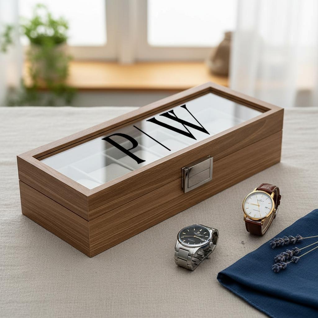 Personalisierter Uhrenkoffer Für 6 Uhren, 5 Designs Herren Geschenk Vatertag Weihnachten Uhrenbox Uhren Aufbewahrung Armbanduhren von mixed24