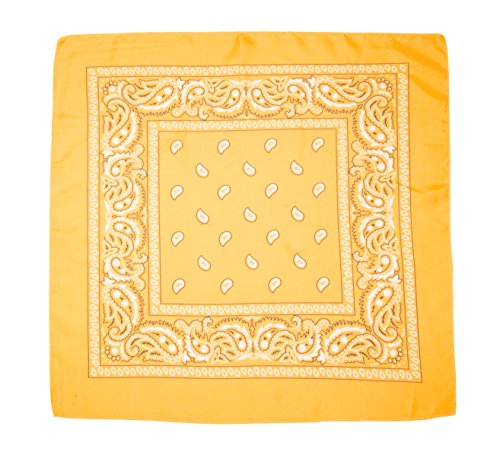 mixed24 Bandana Biker Tuch Paisleymuster Halstuch Kopftuch Nickituch 10 versch. Farben (Sonnengelb) von mixed24