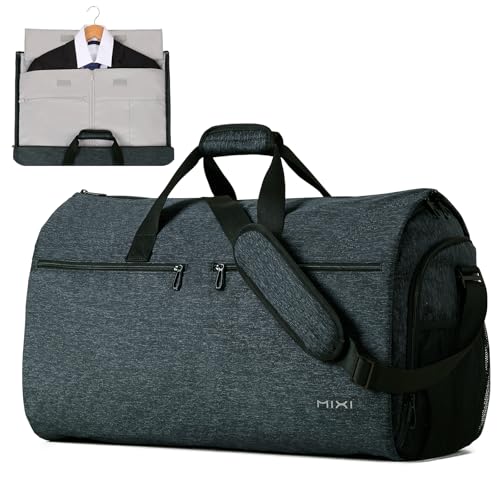 mixi Umwandelbarer Kleidersack mit Schultergurt, große Handgepäcktasche für Damen und Herren, 2-in-1, zum Aufhängen, Koffer, Anzug, Reisetasche, mit Schuhbeutel, Forest Black, 23-inch von mixi