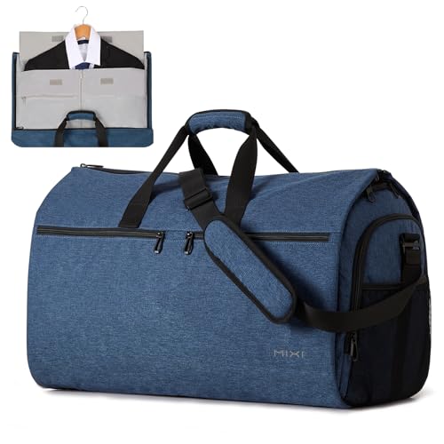 mixi Umwandelbarer Kleidersack mit Schultergurt, große Handgepäcktasche für Damen und Herren, 2-in-1, zum Aufhängen, Koffer, Anzug, Reisetasche, mit Schuhbeutel, Saphirblau, 23-inch von mixi