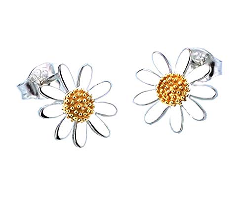 Kaguyo Gänseblümchen-Ohrringe für Frauen, vergoldetes 925er Sterlingsilber, zierliche Blumen-Gänseblümchen-Ohrstecker für Frauen Mädchen, Geburtstagsgeschenk, Sterling Silber, Kein Edelstein von mixiueuro