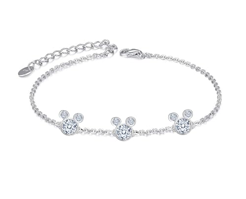 MixiuEuro Micky Armbänder für Damen und Mädchen, 925er Sterlingsilber, Maus-Armbänder, Schmuck, Geschenk für Mädchen und Kinder, Einheitsgröße, Cubic Zirkonia, Zirkonia von mixiueuro