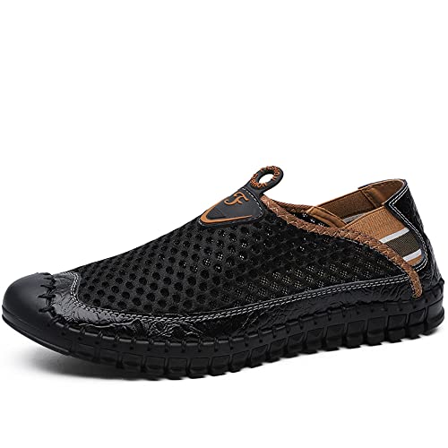 MIXSNOW Herren Wasserschuhe Mesh Casual Walking Schuhe Slip On Loafer, Black001, 42 EU von mixsnow