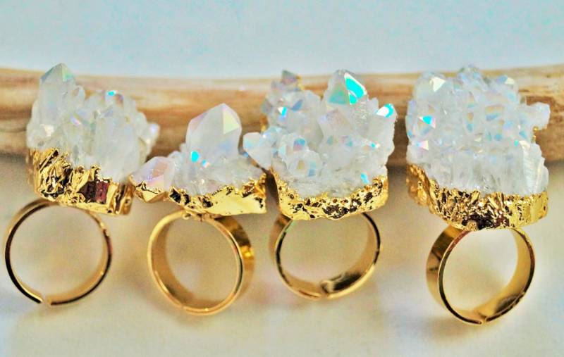 Quarz-Kristall-Ring - Kristall-Ring Quarz-Kristall-Schmuck Quarz-Ring Erweiterbar Ring von mizzoktober