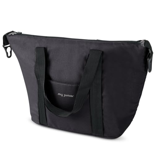 my junior® NOAX² Wickeltasche | große, praktische Tasche mit Schultergurt und Befestigungshaken am Griff für Deinen 2-in1-Kinderwagen NOAX² in City Noir von mj my junior