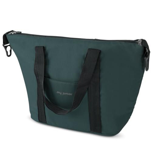 my junior® NOAX² Wickeltasche | große, praktische Tasche mit Schultergurt und Befestigungshaken am Griff für Deinen 2-in1-Kinderwagen NOAX² in Parkside Green von mj my junior