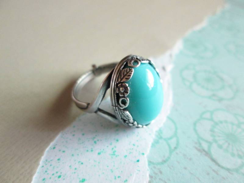 Türkis Ring/statement Shabby Chic Boho Silber Verstellbar Oval Große Geschenk Für Mama Türkis Ring/statement Shabby Chic Boho Silber Verstellbar Oval Große Geschenk Für Mama von mjhcreative