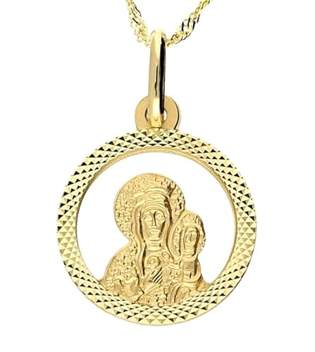 mk-silber Feine 585 Gold ANHÄNGER Hl. Maria mit Jesuskind Gelbgold 14 Karat Taufe Komunion, ETUI von mk-silber