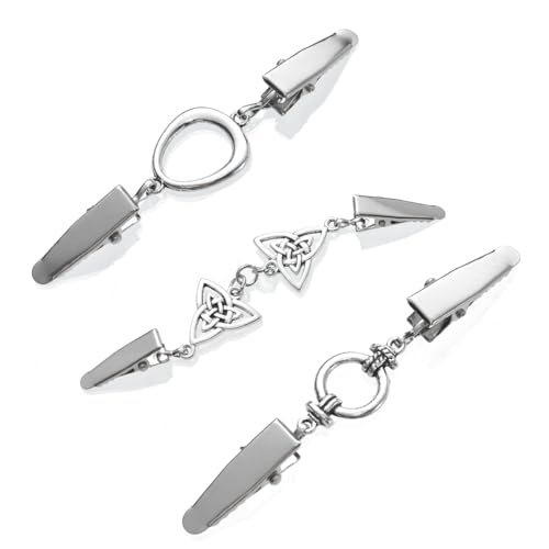 3 Stück Vintage Cardigan Clips Silber Cardigan Clips Brosche Strickjacke Clips Kette Kragen Clips Metall Pullover Clips für Pullover Kleider Strickjacken von mkemka