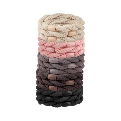 Elastische Haargummis 15 Stück Haargummi Damen Elastisch Zopfgummi 5 Farben Geflochtener Pferdeschwanz Inhaber Keine Pull Pferdeschwanz Halter für Damen Mädchen Dickes und Lockiges Haar von mkemka