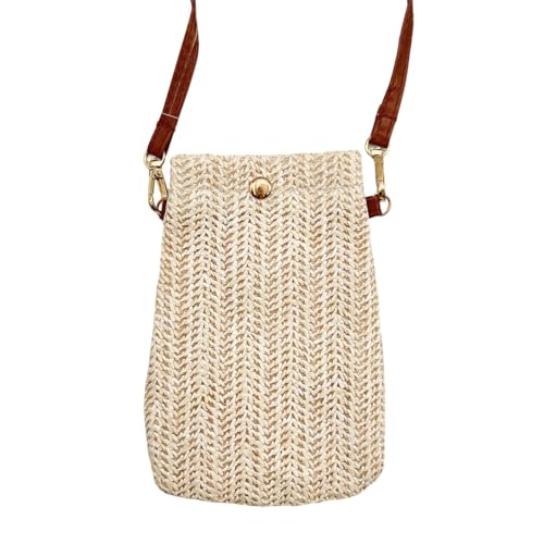 mkemka Handytasche Zum Umhängen Damen Strohtaschen Damen Crossbody Strand Tasche Handy Schultertasche Umhängetasche Klein mit Langem Gurt für Mädchen von mkemka