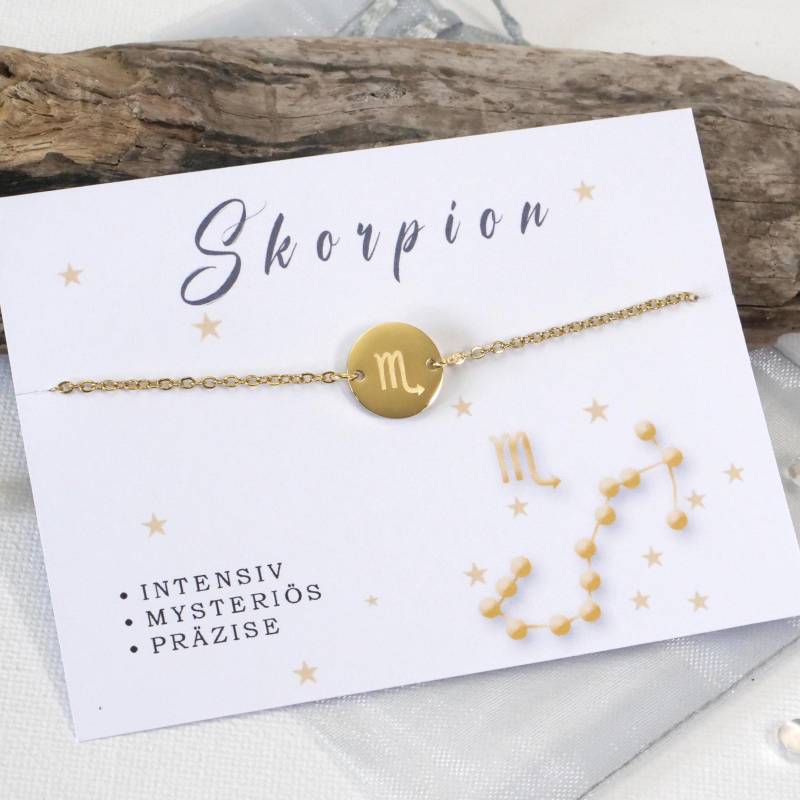 Armband Personalisierbar - Sternbild Sternzeichen Geburtsblume Namen Symbole Edelstahl in Silber Oder Gold von mkkreativschmuck
