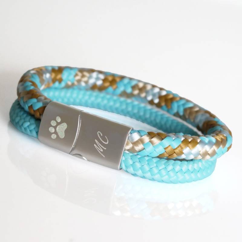 Armband Segeltau Mit Gravur - Personalisierbarer Edelstahl Schiebe-Magnetverschluss Gravurarmband Für Damen, Herren & Kinder von mkkreativschmuck