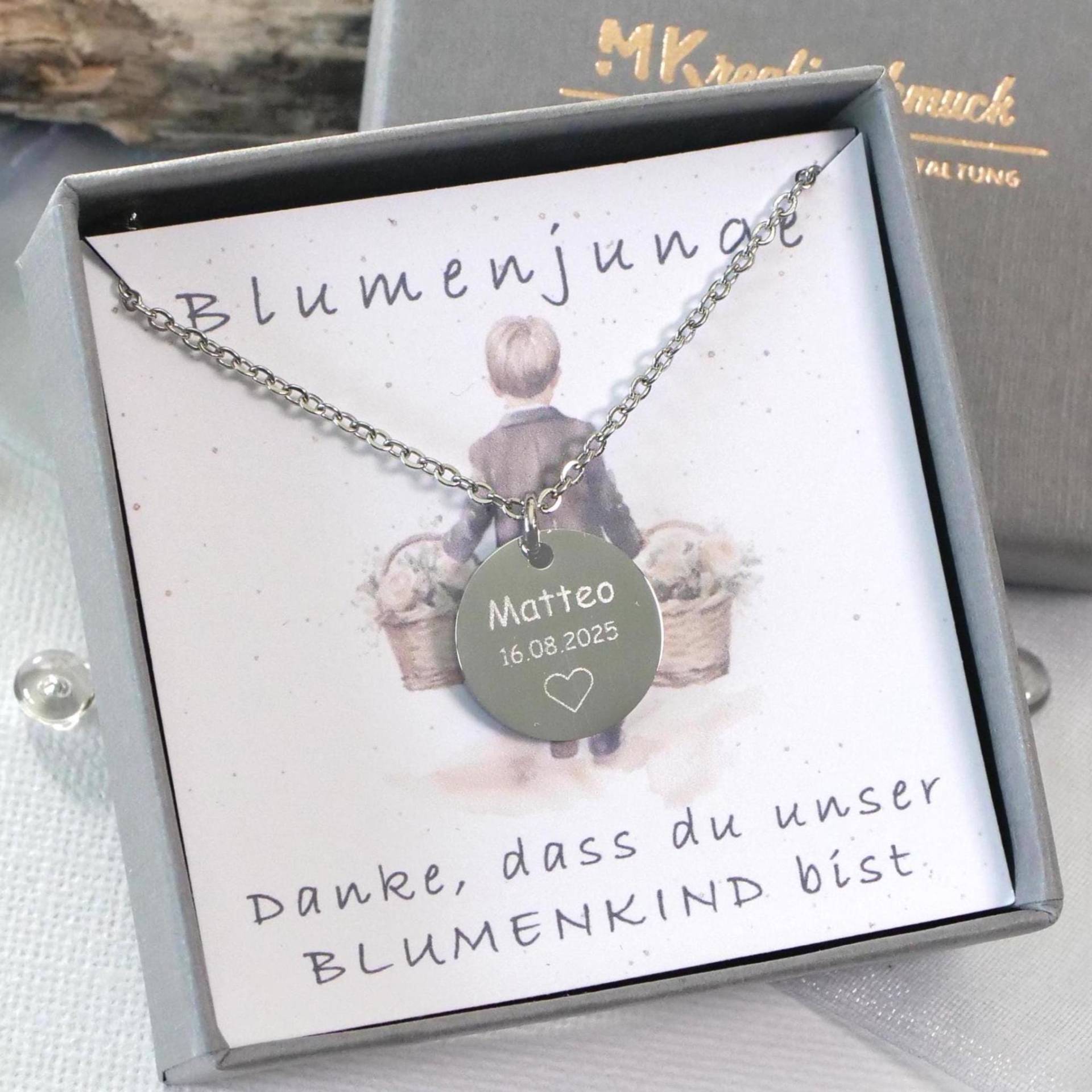 Blumenjunge Geschenk - Personalisierte Kette Kinder Blumenkinder Hochzeit Mit Geburtsstein Streukind Andenken Blumenmädchen von mkkreativschmuck