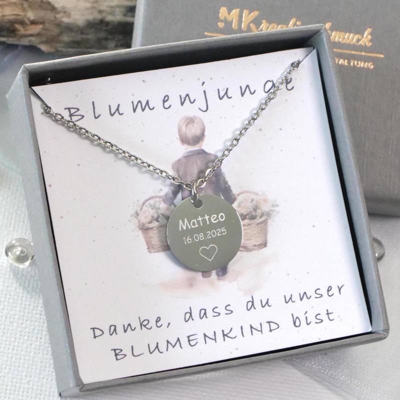 Blumenjunge Geschenk - Personalisierte Kette Kinder Blumenkinder Hochzeit Mit Geburtsstein Streukind Andenken Blumenmädchen von mkkreativschmuck