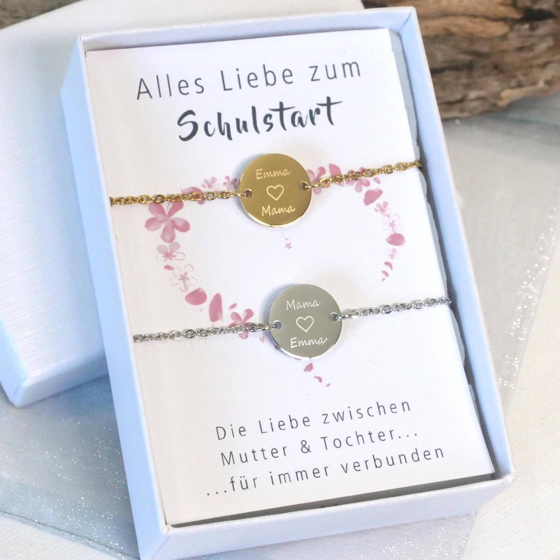 Einschulungs Geschenk Armband Set Mutter Tochter - Inhalt Für Schultüte Karte Erster Schultag Personalisierbares Edelstahlarmband Einschulungs Geschenk Armband Set Mutter Tochter - Inhalt Für Schultüte Karte Erster Schultag Personalisierbares Edelstahlarmband von mkkreativschmuck
