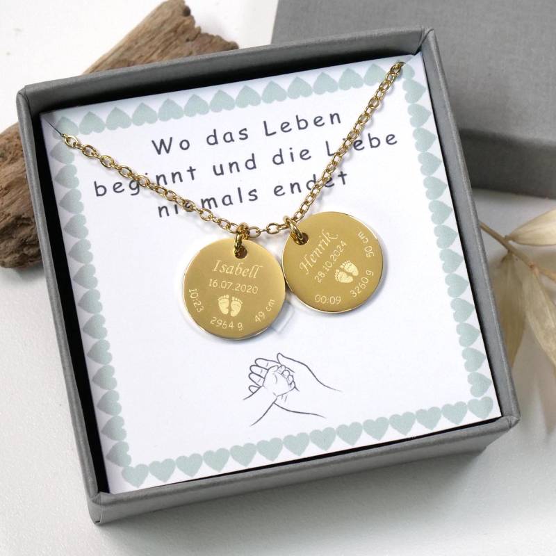 Geburtsdaten Kette Personalisierbar - Geschenk Für Mamas von mkkreativschmuck