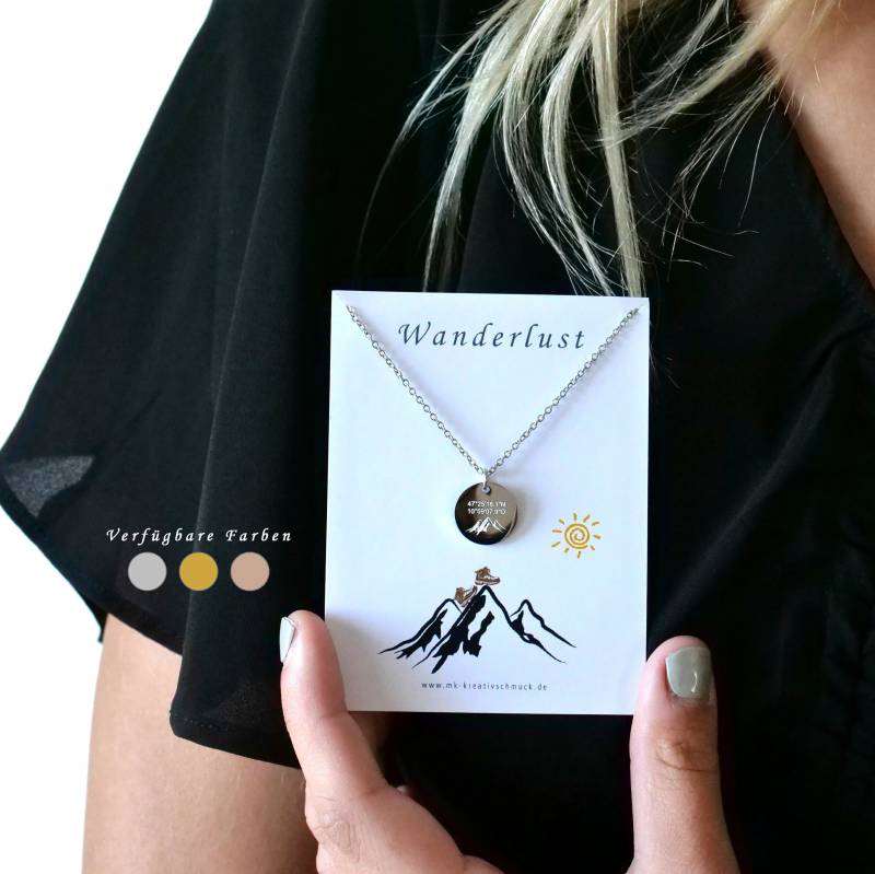 Halskette Koordinaten Personalisiert - Edelstahlkette Mit Wunschgravur Geokoordinaten Namenskette Edelstahl Silber, Gold von mkkreativschmuck