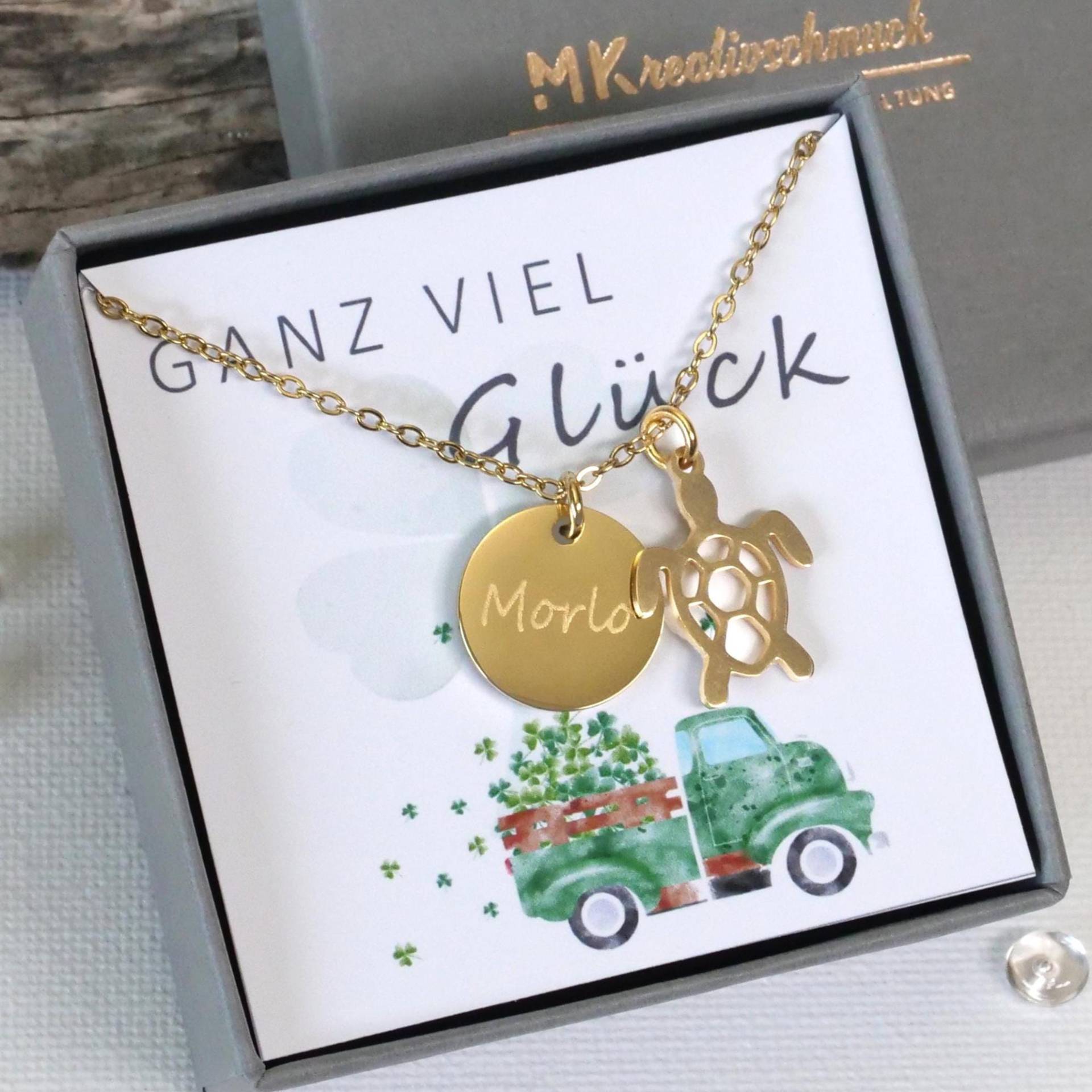 Halskette Schildkröte Personalisierbar - Geschenk Mit Persönliche Gravur Edelstahlkette Halsschmuck Geschenkidee von mkkreativschmuck