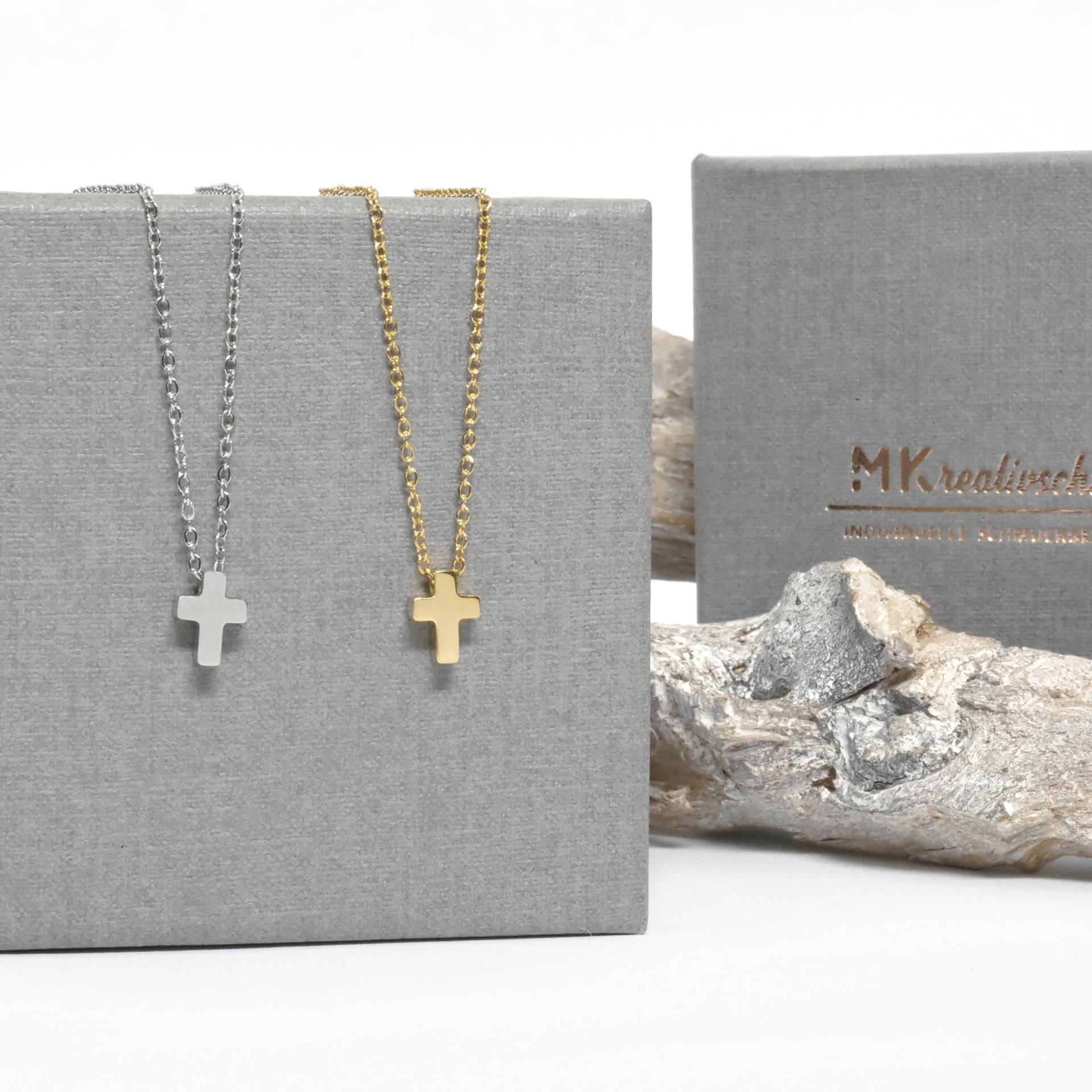 Kette Mit Kreuz - Religiöser Schmuck Geschenk Zur Kommunion, Konfirmation, Firmung Kreuzanhänger Und Kreuzschmuck Edelstahlschmuck von mkkreativschmuck