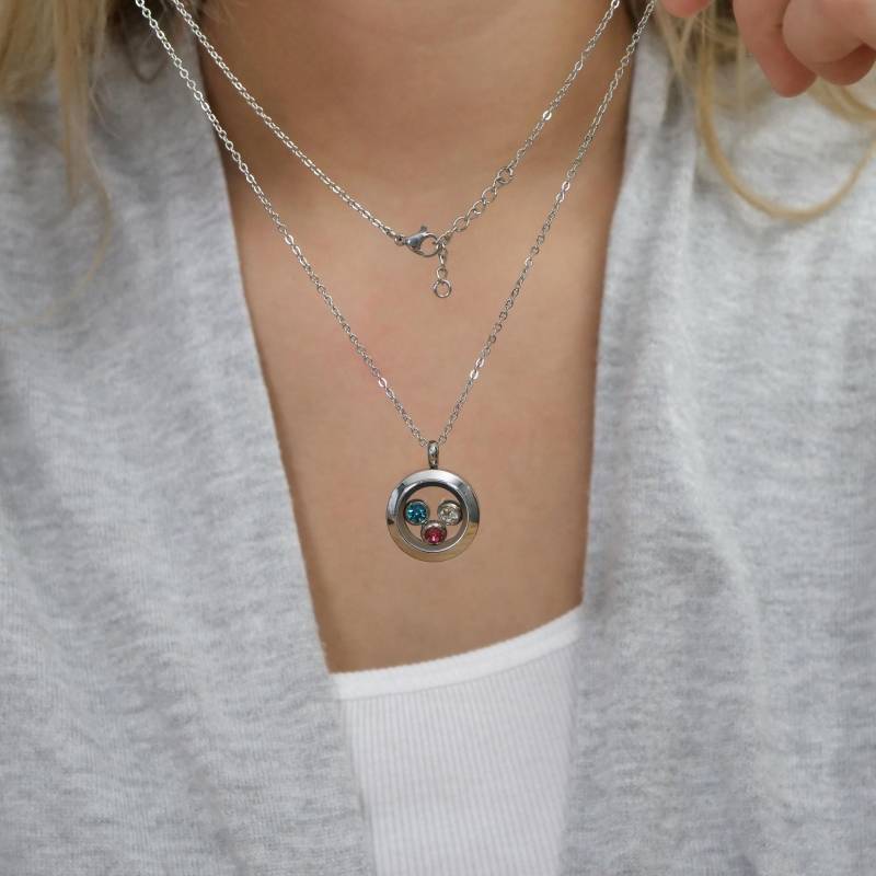 Medaillon Mit Geburtsstein - Personalisierte Kette Edelstahlschmuck Initialen Geschenk Gravur Plättchen Buchstabe von mkkreativschmuck