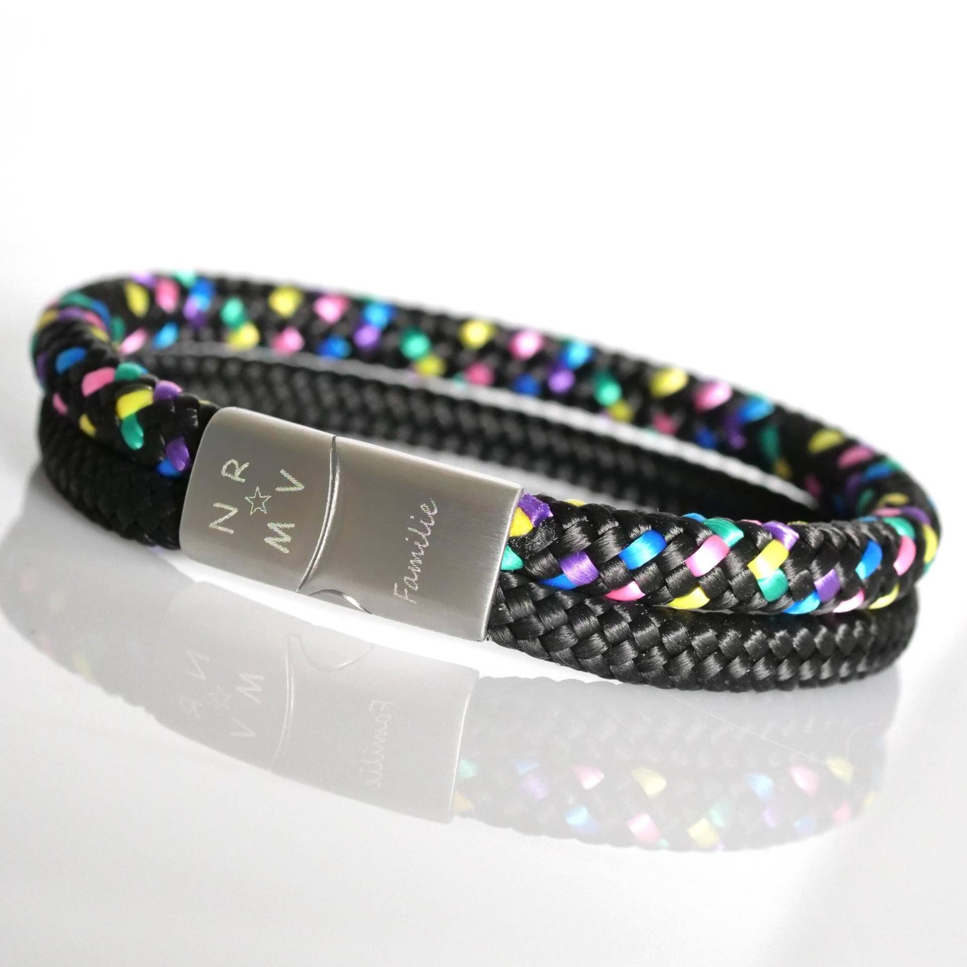 Segelseil Armband Personalisierbar - Edelstahl Schiebe-Magnetverschluss Gravurarmband Für Damen, Herren & Kinder von mkkreativschmuck