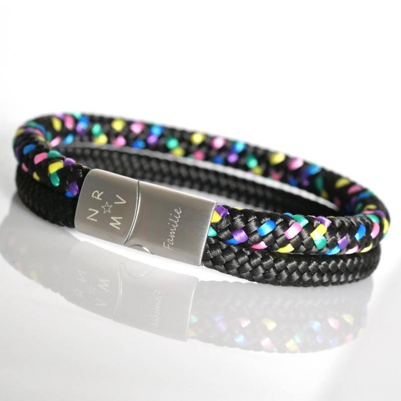 Segelseil Armband Personalisierbar - Edelstahl Schiebe-Magnetverschluss Gravurarmband Für Damen, Herren & Kinder von mkkreativschmuck