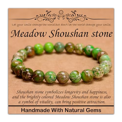 4 mm natürliches Heilstein-Armband, Yoga, Stretch, elastisches Armband, Stressabbau, Kristallschmuck für Männer und Frauen (4 mm, Shoushan-Stein) von mkslksbhnxl