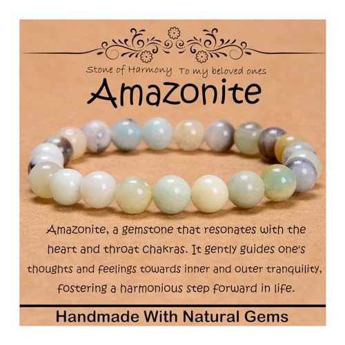 4 mm natürliches Heilstein-Armband, Yoga, Stretch, elastisches Armband, Stressabbau, Kristallschmuck für Männer und Frauen (4 mm, mehrfarbiger Amazonit) von mkslksbhnxl