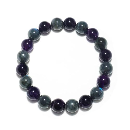 Amethyst- und Labradorit-Armband, 10 mm, passende Perlen, Stretch-Charkra-Kristall-Armband, passend für Handgelenke von 17,8–20,3 cm, mit Auswahlbox Amethyst- und Labradorit-Armband, 10 mm, passende Perlen, Stretch-Charkra-Kristall-Armband, passend für Handgelenke von 17,8–20,3 cm, mit Auswahlbox von mkslksbhnxl