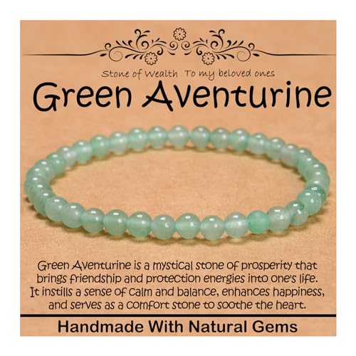 Armband mit natürlichem Heilstein, Yoga, Stretch, elastisches Armband, Stressabbau, Kristallschmuck für Damen und Herren, 6 mm, grüner Aventurin, 6 mm von mkslksbhnxl