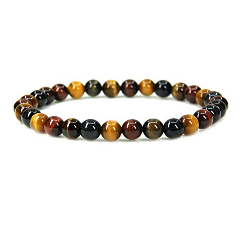 Edelstein-Armband, 6 mm, runde Perlen, dehnbar, 17,8 cm, Unisex von mkslksbhnxl