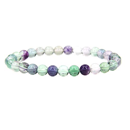 Edelstein-Armband, 6 mm, runde Perlen, dehnbar, 17,8 cm, Unisex von mkslksbhnxl