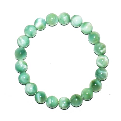 mkslksbhnxl 8 mm grünes Armband für Damen und Herren, Perlen, Stein des Schicksals, passend für Handgelenke mit einem Umfang von ca. 16,5–17,8 cm, Angst- und Stressabbau, absorbiert negative Energie von mkslksbhnxl